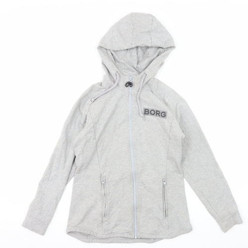 Bjorn Borg Womens Grey Full Zip Hoodie Size 6 Cotton Blend