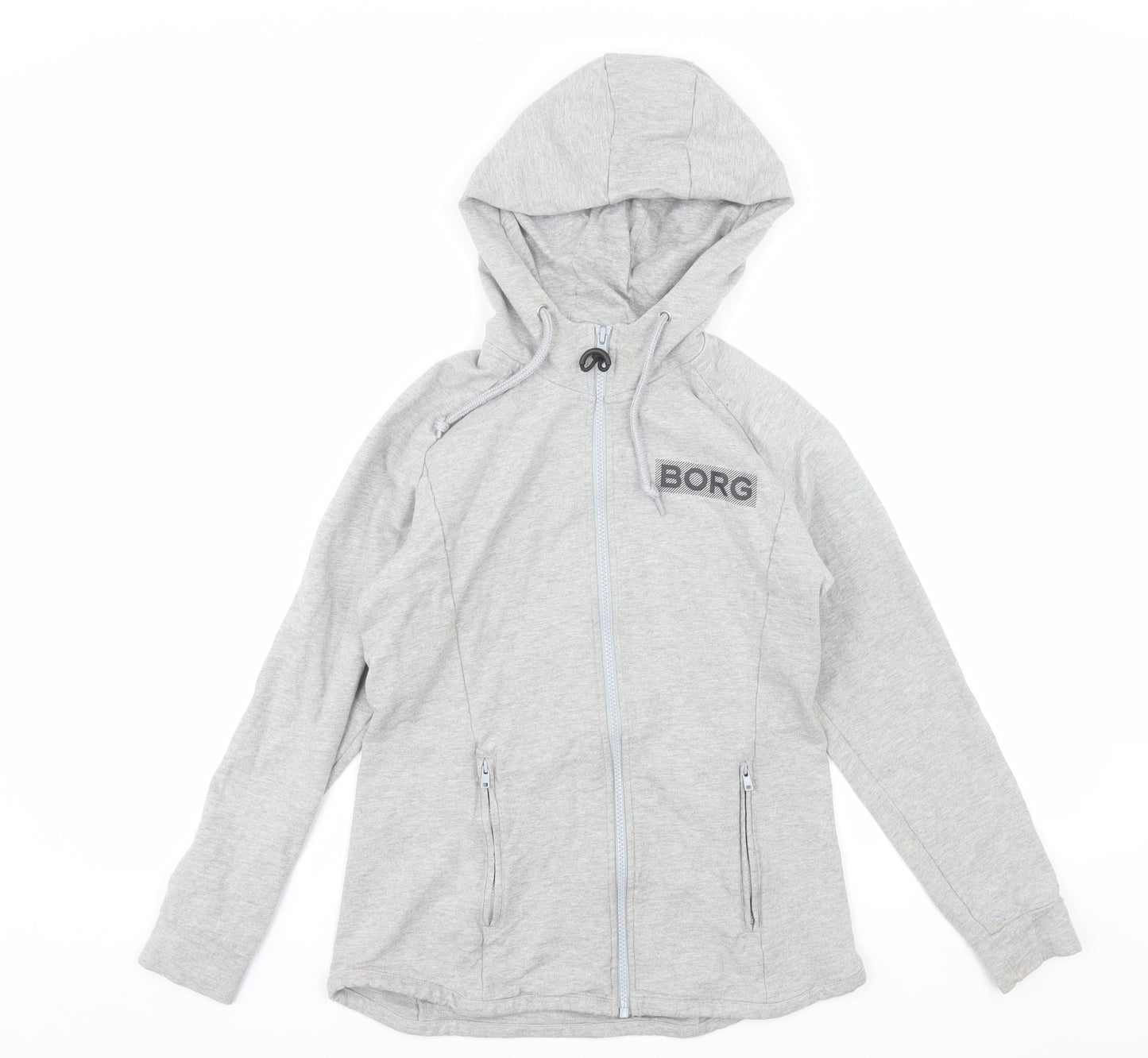 Bjorn Borg Womens Grey Full Zip Hoodie Size 6 Cotton Blend