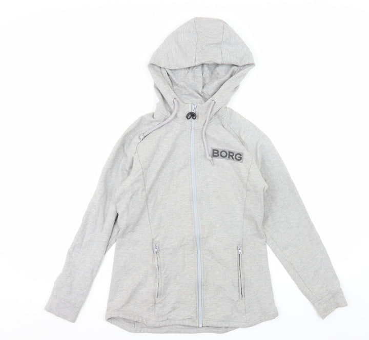 Bjorn Borg Womens Grey Full Zip Hoodie Size 6 Cotton Blend