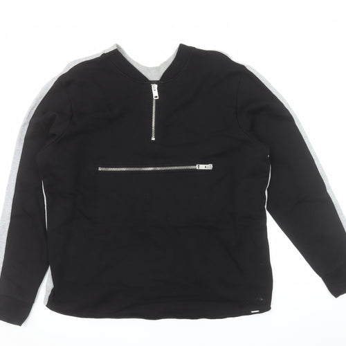 Diesel Men's Black & Grey Half Zip Sweatshirt XL Cotton Reversible