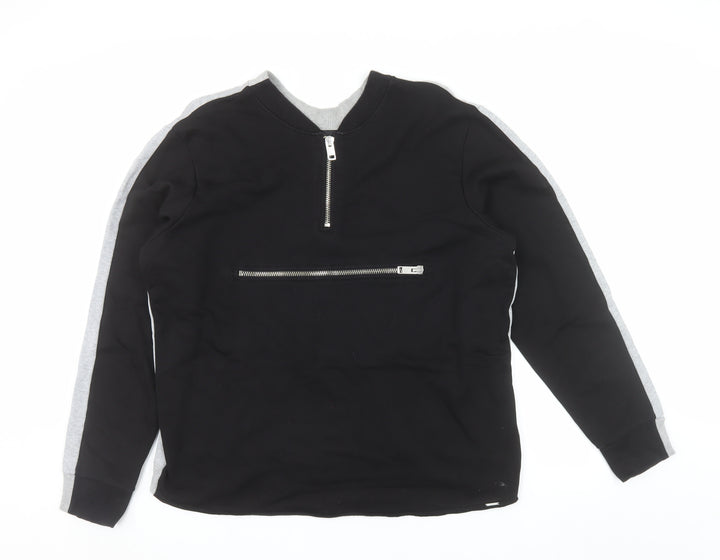 Diesel Men's Black & Grey Half Zip Sweatshirt XL Cotton Reversible