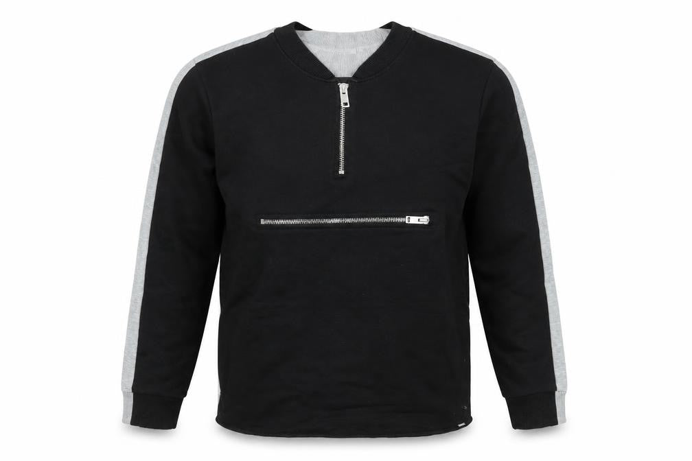 Front view of Diesel Men's Black & Grey Half Zip Sweatshirt XL Cotton Reversible