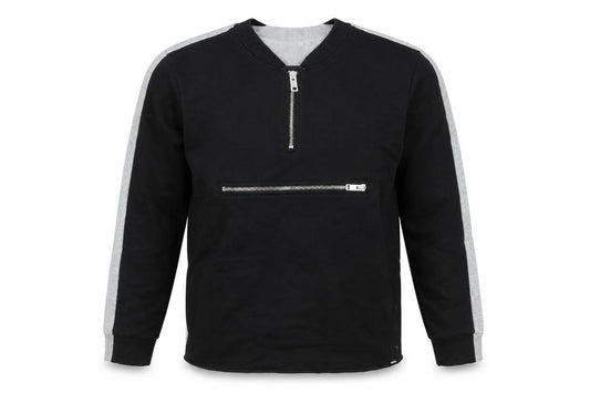 Front view of Diesel Men's Black & Grey Half Zip Sweatshirt XL Cotton Reversible