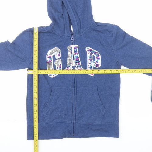 GAP Girls Blue Sequin Logo Full Zip Hoodie 10-11 Years