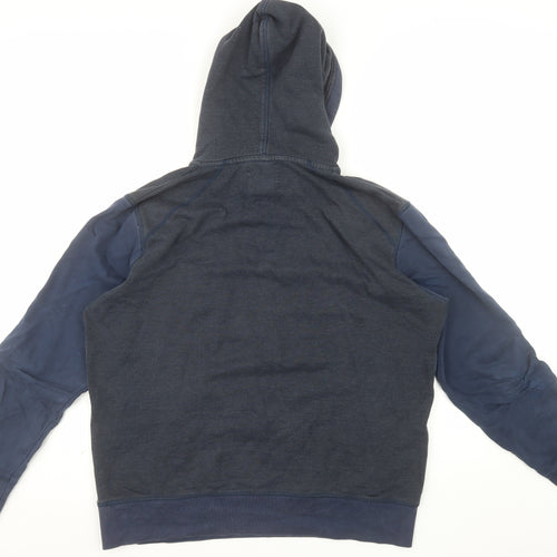 Jack & Jones Men's Blue Henley Hoodie Medium Fleece Pullover