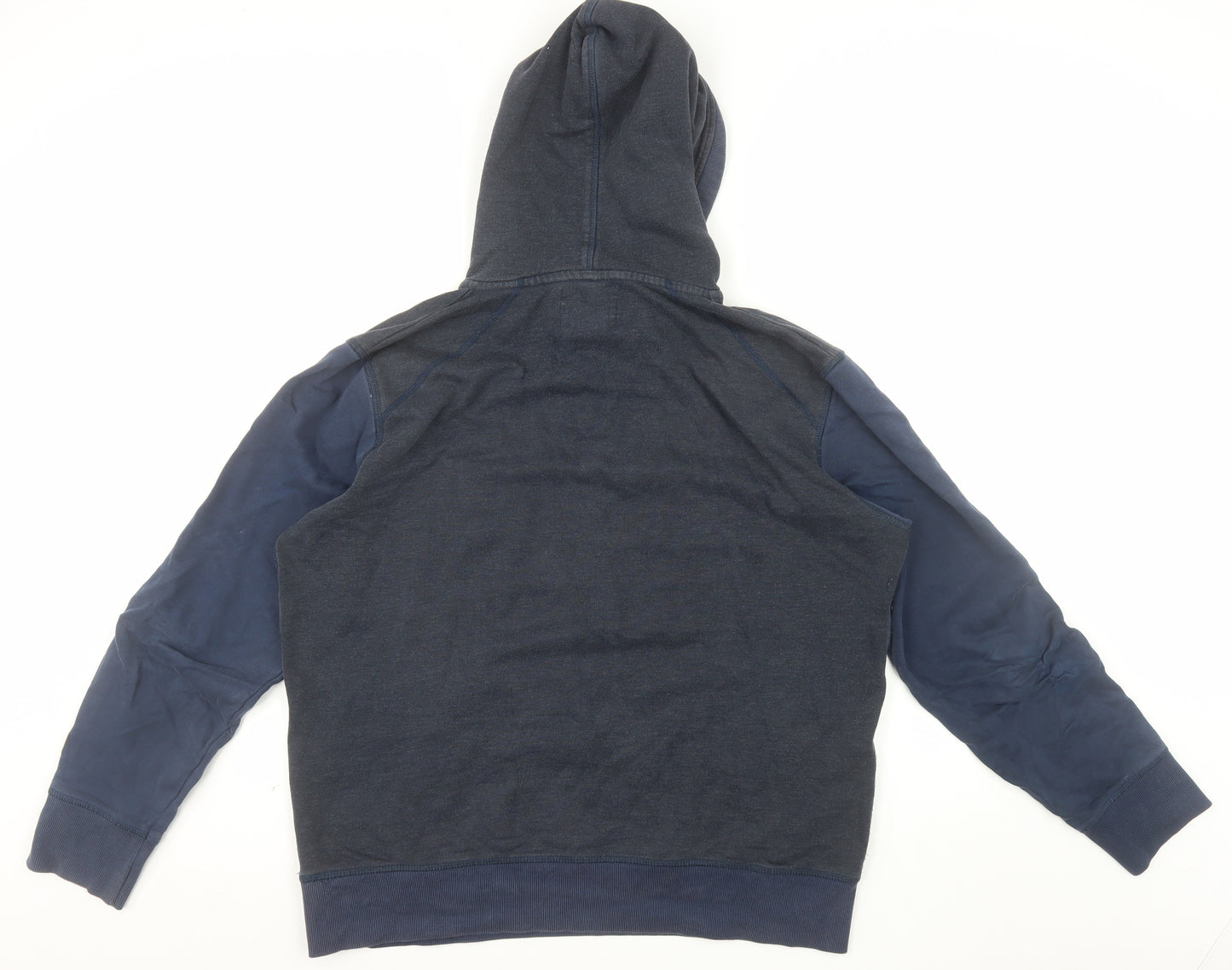 Jack & Jones Men's Blue Henley Hoodie Medium Fleece Pullover