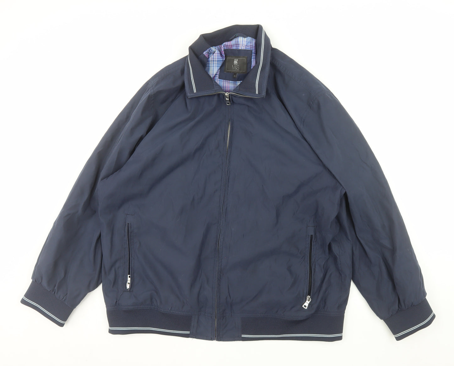 Marks and Spencer Men's Blue XL Bomber Jacket Casual Full Zip Lightweight