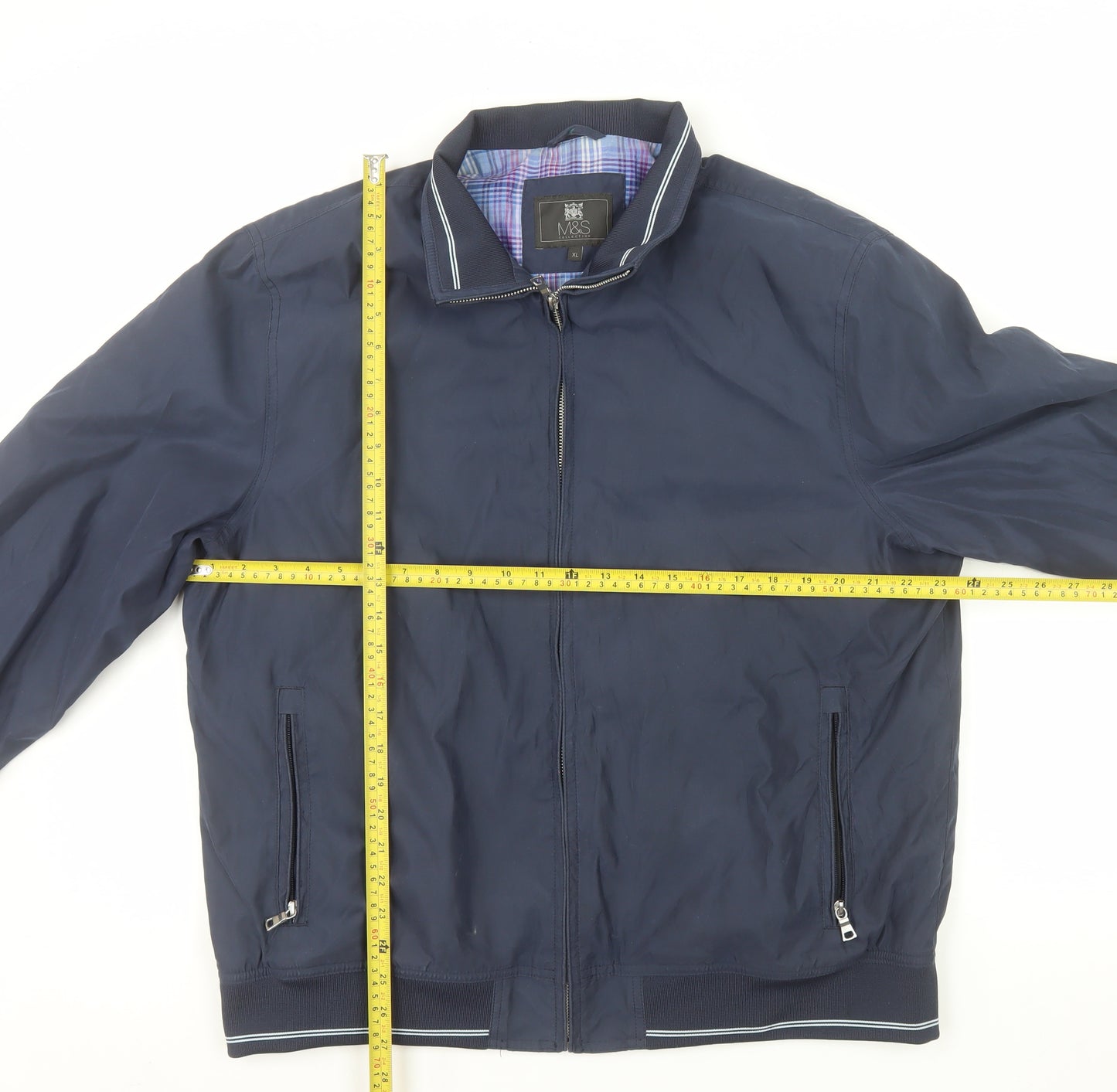 Marks and Spencer Men's Blue XL Bomber Jacket Casual Full Zip Lightweight