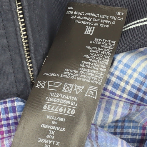 Marks and Spencer Men's Blue XL Bomber Jacket Casual Full Zip Lightweight