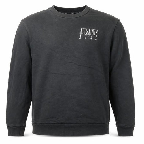 AllSaints Men's Black Logo Sweatshirt XL Crew Neck Cotton