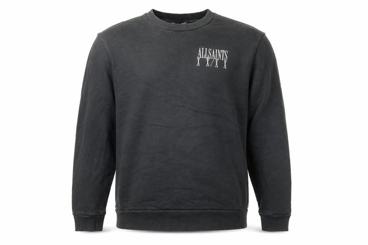 AllSaints Men's Black Logo Sweatshirt XL Crew Neck Cotton