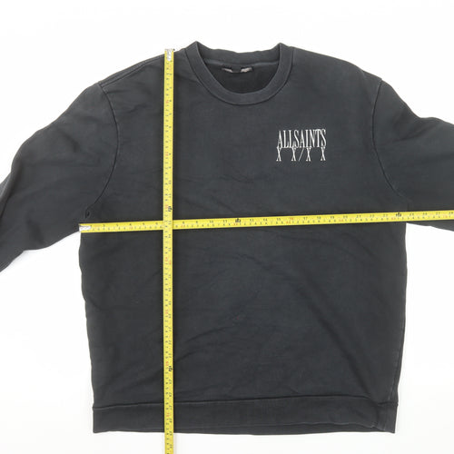 AllSaints Men's Black Logo Sweatshirt XL Crew Neck Cotton