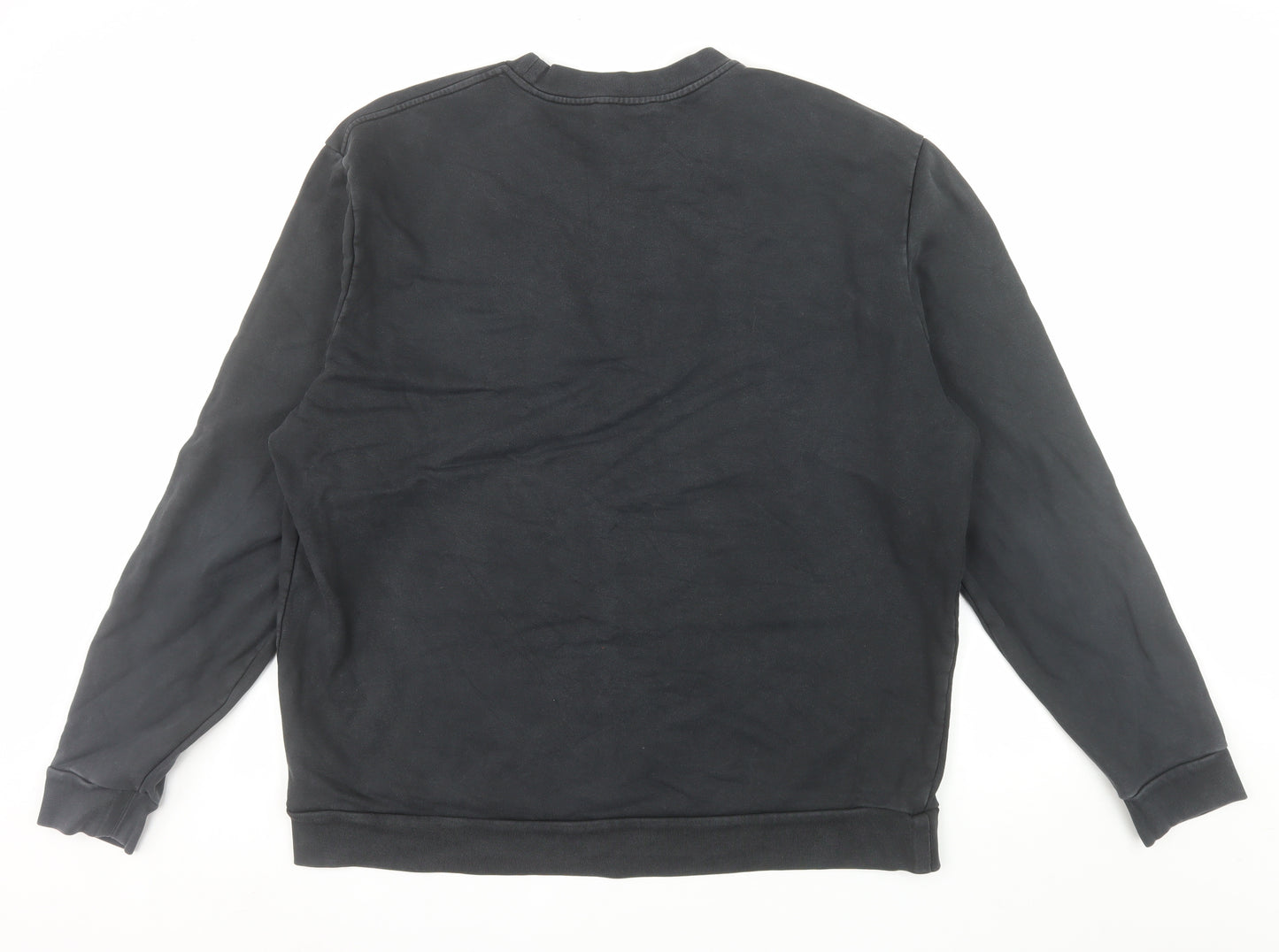 AllSaints Men's Black Logo Sweatshirt XL Crew Neck Cotton