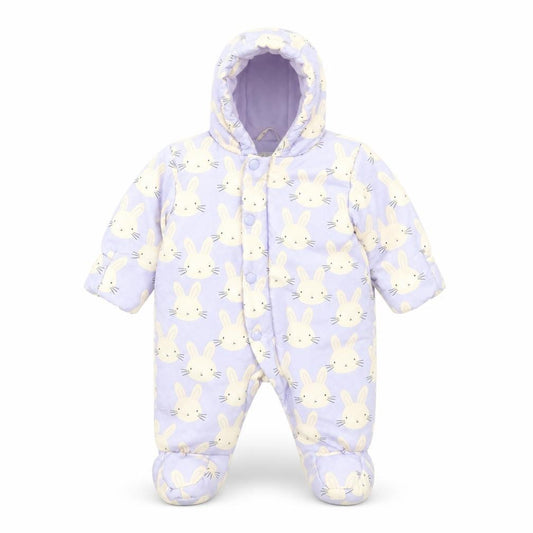Marks and Spencer Unisex Baby Purple Bunny Hooded Coverall 0-3 Months
