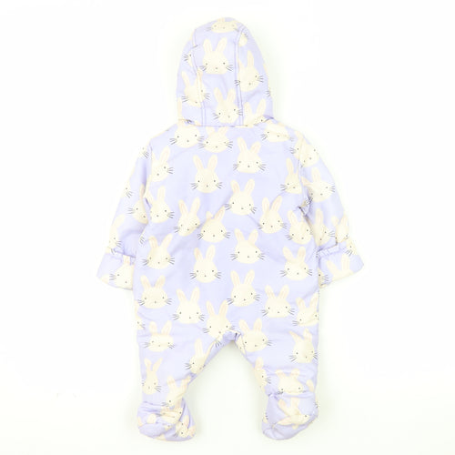 Marks and Spencer Unisex Baby Purple Bunny Hooded Coverall 0-3 Months