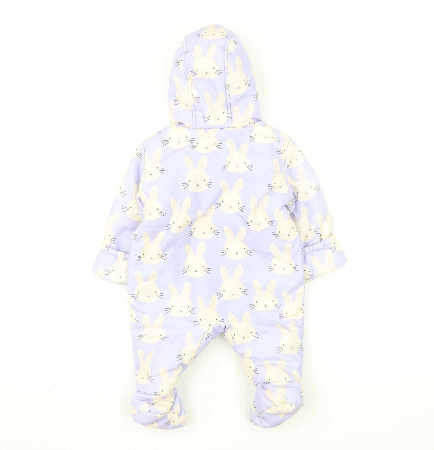 Marks and Spencer Unisex Baby Purple Bunny Hooded Coverall 0-3 Months