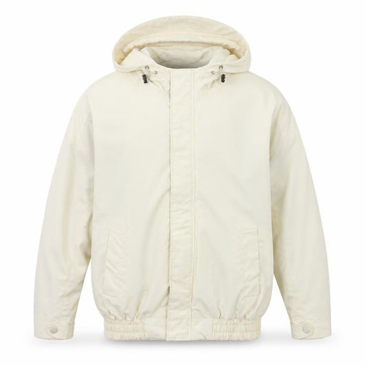 Front view of William Look Men's Ivory Hooded Water Resistant Jacket, size M
