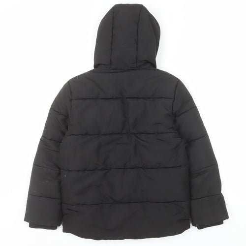 F&F Boys Black Hooded Puffer Jacket 9-10 Years Winter Warm Coat