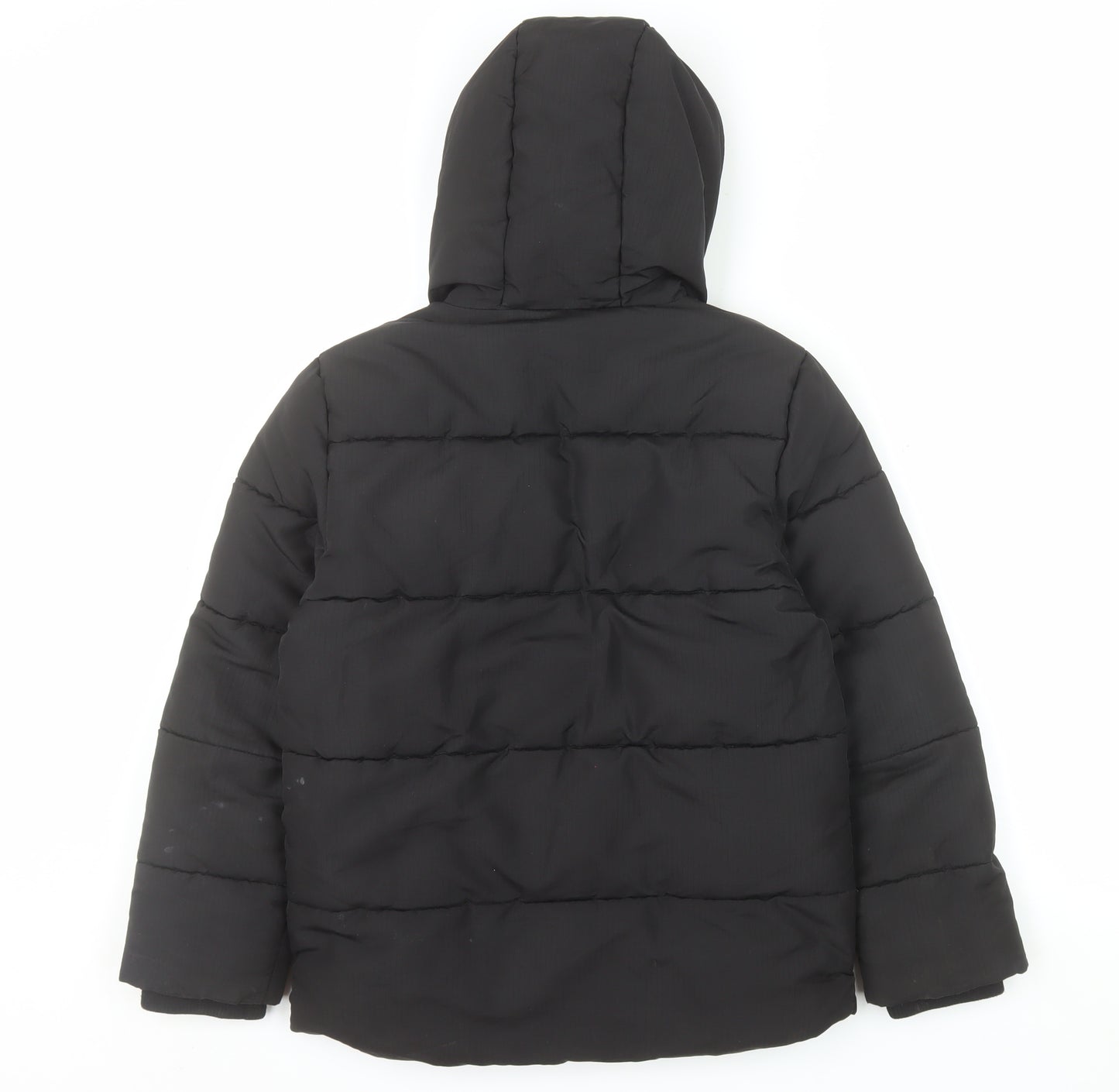 F&F Boys Black Hooded Puffer Jacket 9-10 Years Winter Warm Coat