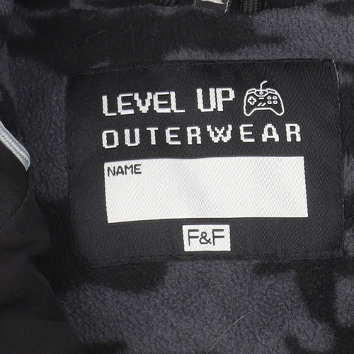 F&F Boys Black Hooded Puffer Jacket 9-10 Years Winter Warm Coat
