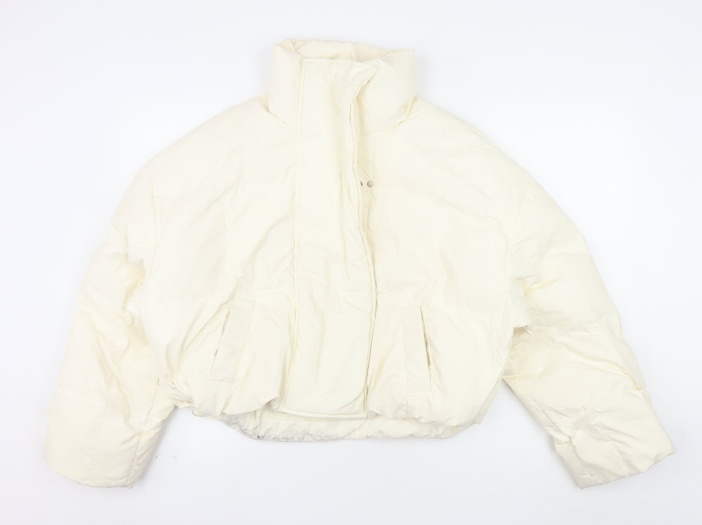 COLDDLE Women’s Ivory Cropped Puffer Jacket Size S Down Filled