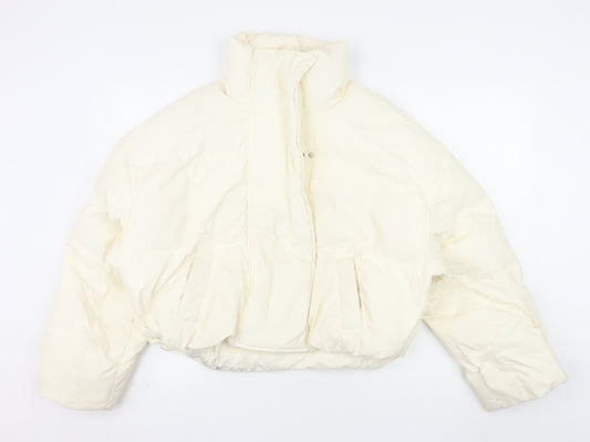 COLDDLE Women’s Ivory Cropped Puffer Jacket Size S Down Filled