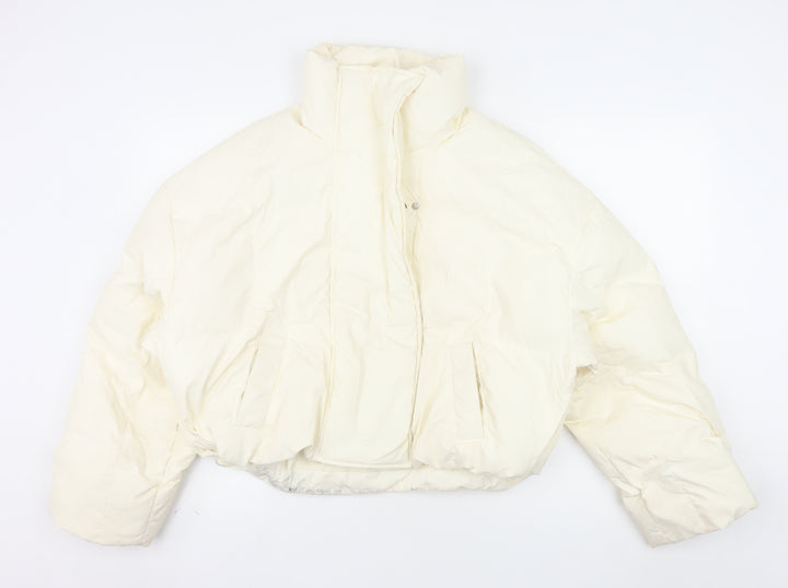 COLDDLE Women’s Ivory Cropped Puffer Jacket Size S Down Filled