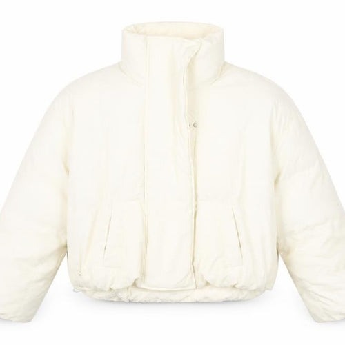 COLDDLE Women’s Ivory Cropped Puffer Jacket Size S Down Filled