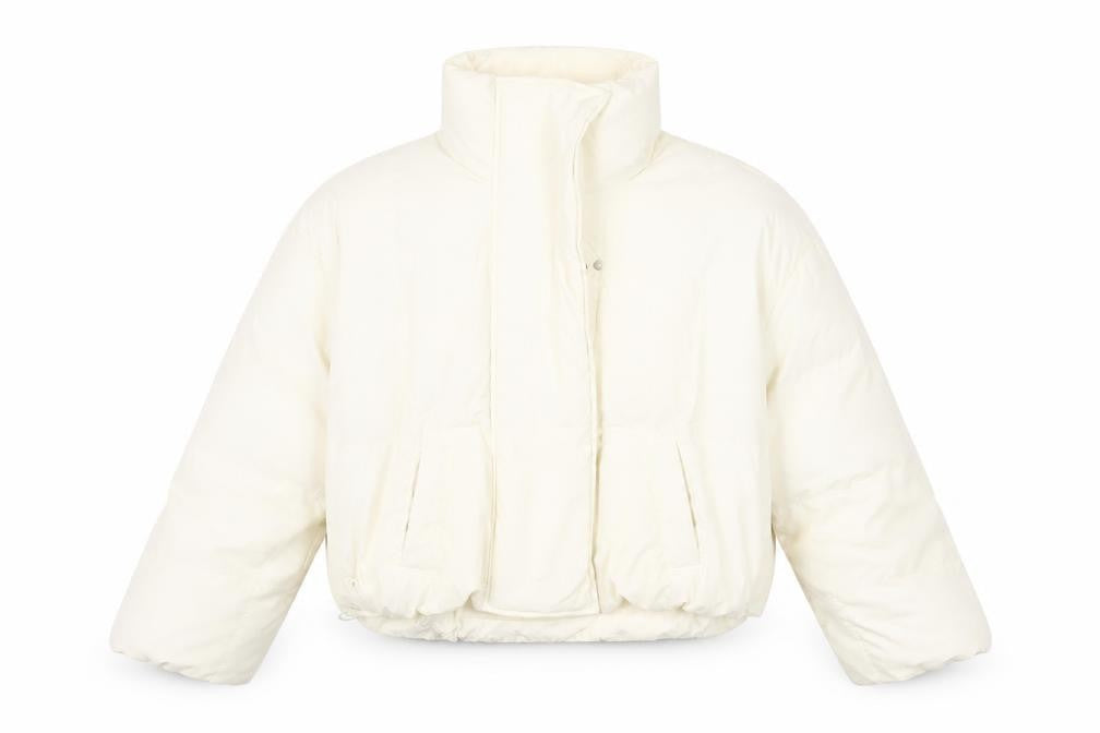 COLDDLE Women’s Ivory Cropped Puffer Jacket Size S Down Filled