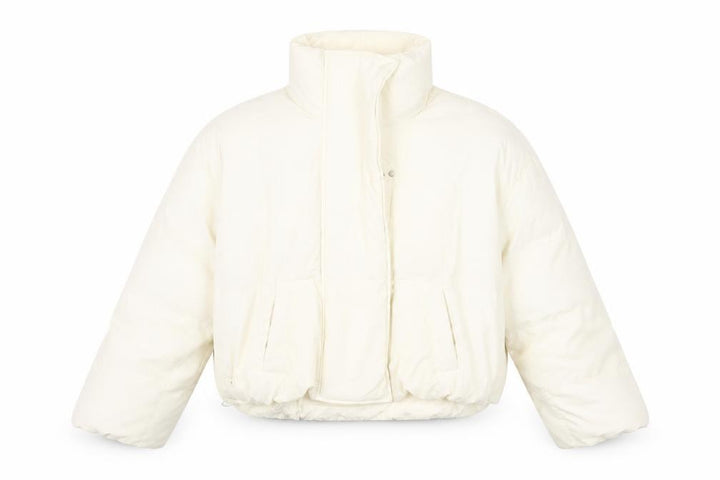 COLDDLE Women’s Ivory Cropped Puffer Jacket Size S Down Filled