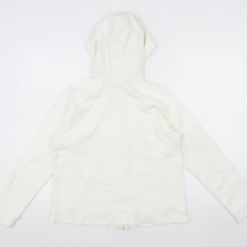 Next Women White Full Zip Hoodie UK 14 Cotton Casual Sweatshirt