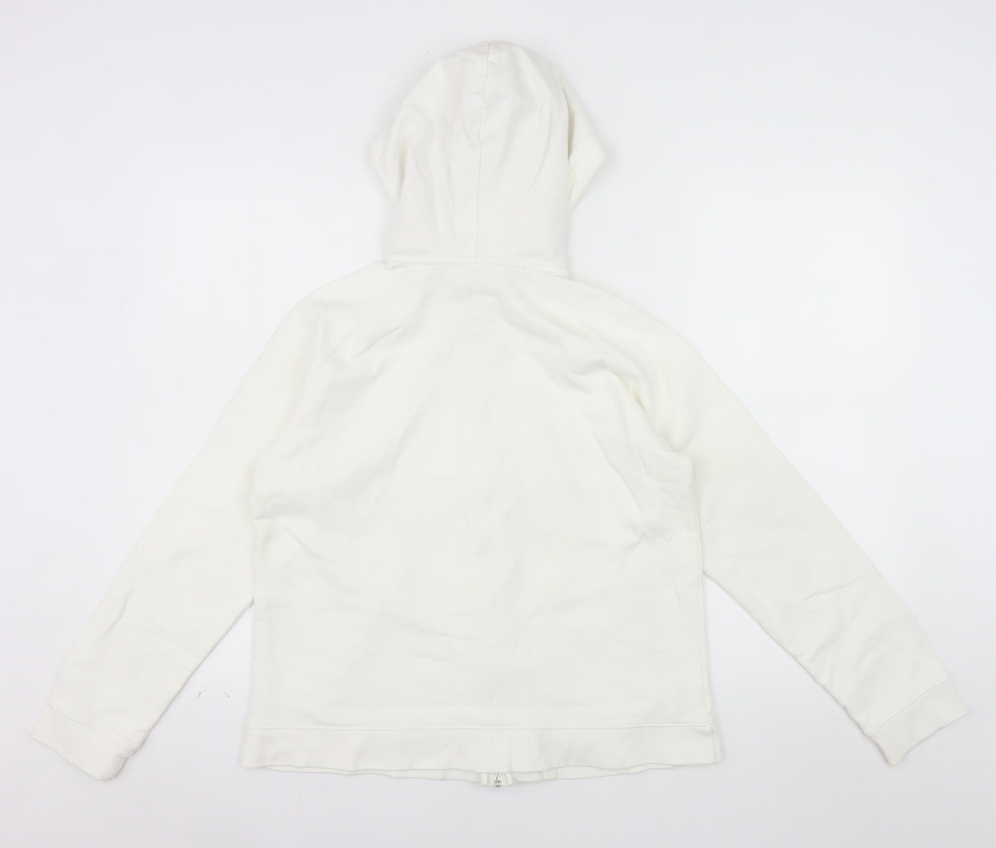 Next Women White Full Zip Hoodie UK 14 Cotton Casual Sweatshirt