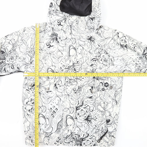 Billabong Womens XS White Floral Ski Jacket Hooded Waterproof