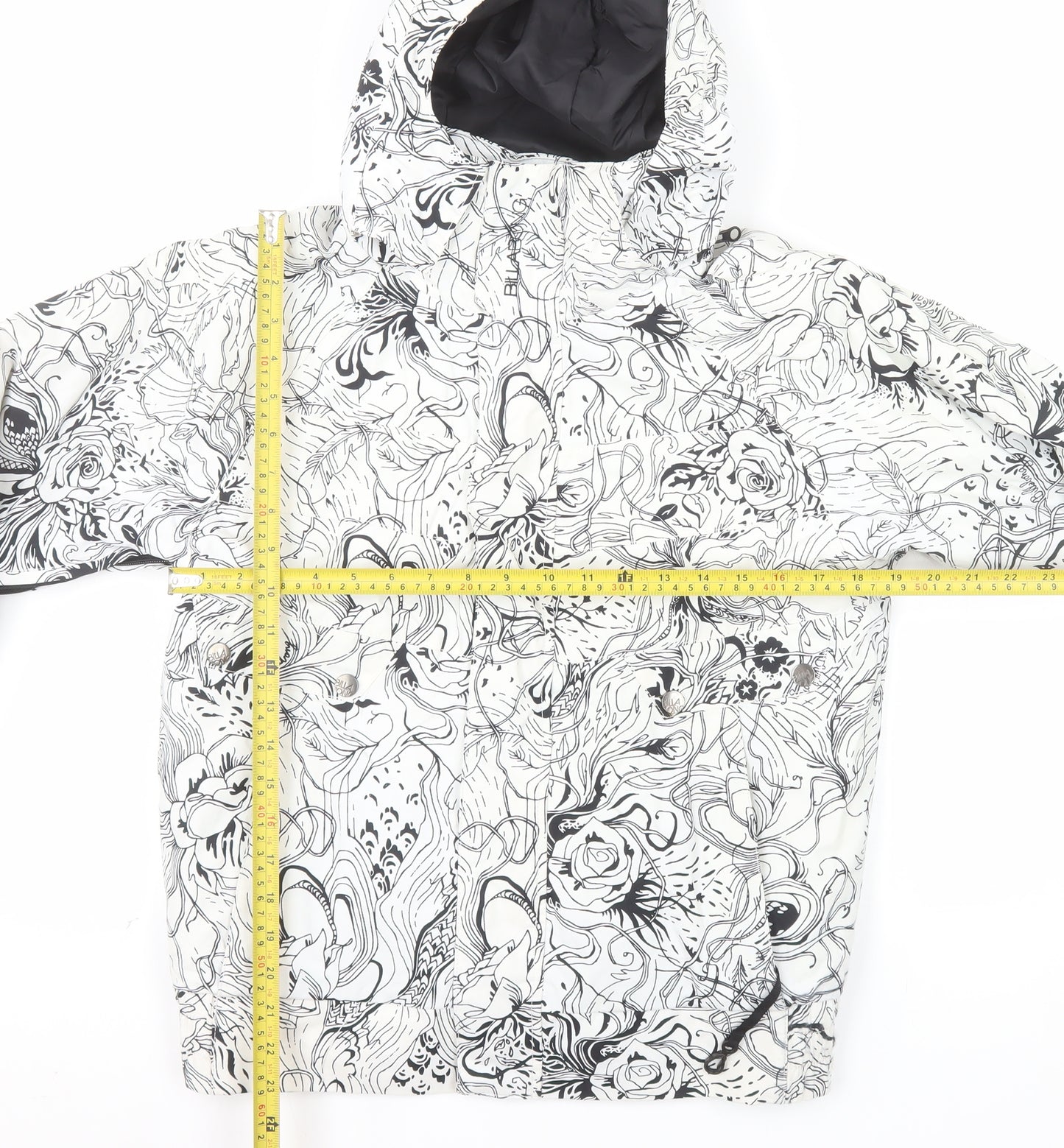 Billabong Womens XS White Floral Ski Jacket Hooded Waterproof