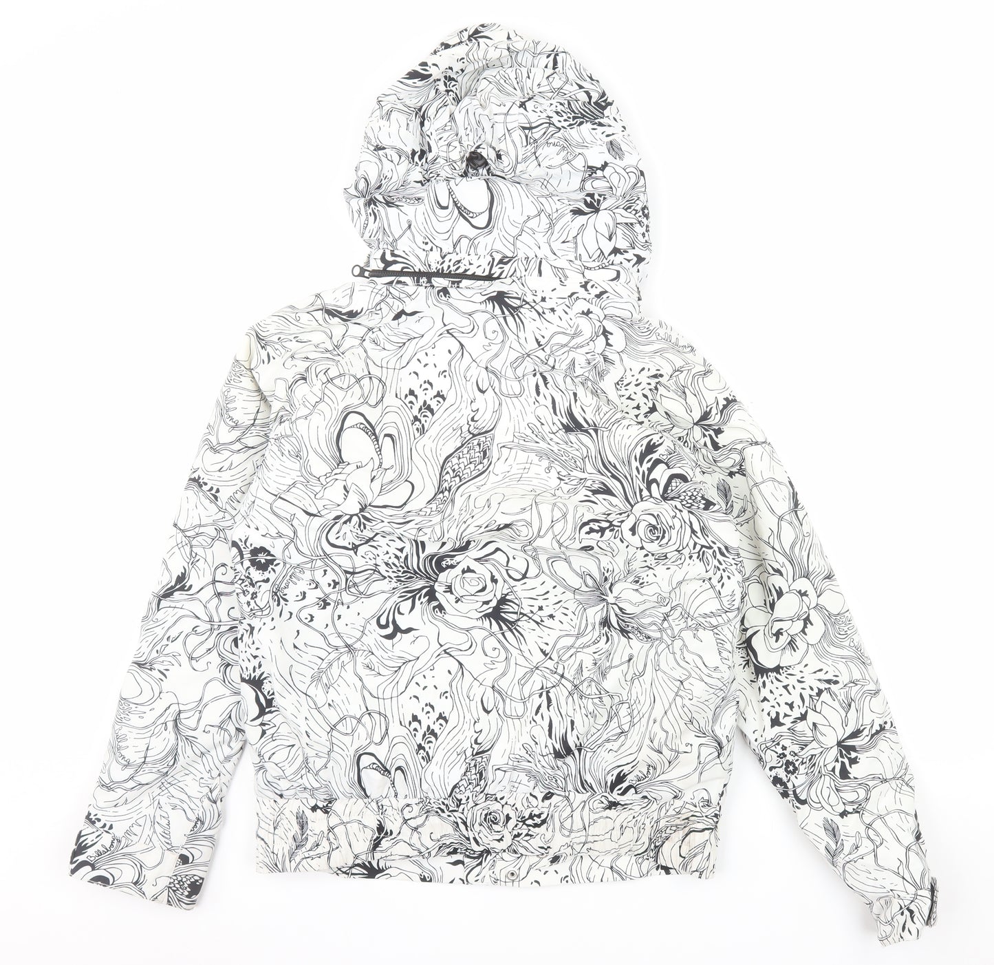 Billabong Womens XS White Floral Ski Jacket Hooded Waterproof
