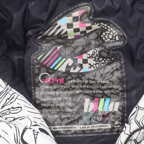 Billabong Womens XS White Floral Ski Jacket Hooded Waterproof