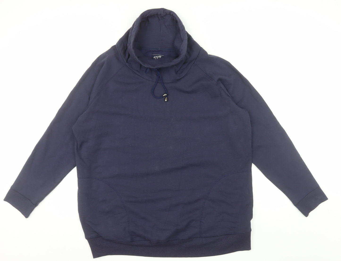 BHS Women Navy Size 22 Cowl Neck Pullover Hoodie Cotton Blend