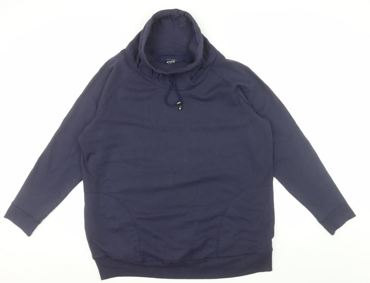 BHS Women Navy Size 22 Cowl Neck Pullover Hoodie Cotton Blend