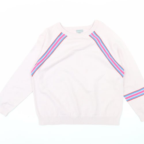 Oliver Bonas Women’s Pink Striped Crew Neck Jumper Size 16