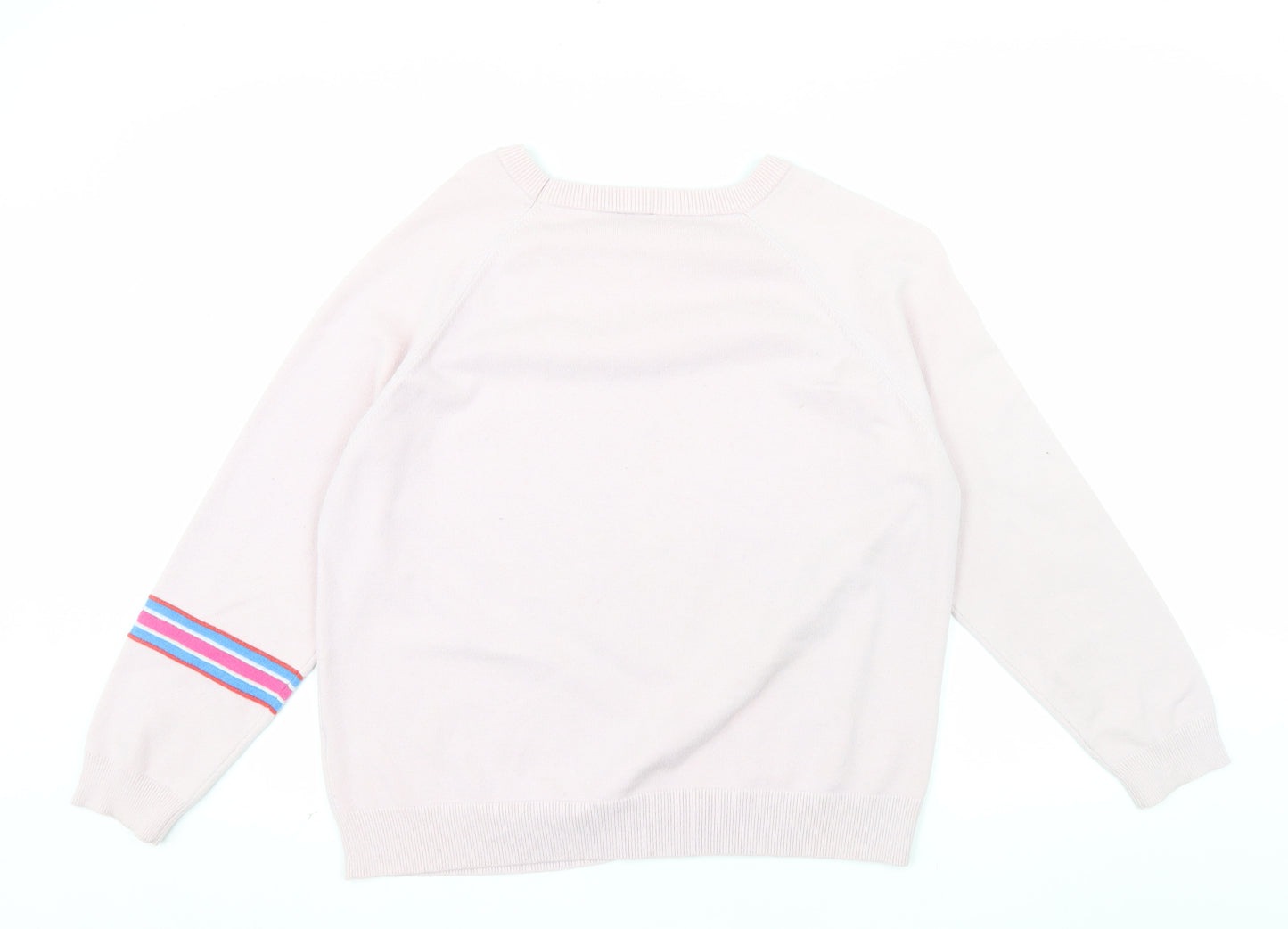 Oliver Bonas Women’s Pink Striped Crew Neck Jumper Size 16