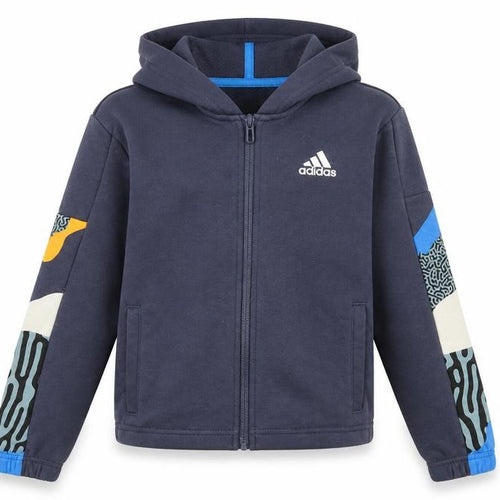 Adidas Girls Blue Full Zip Hoodie 9-10 Years Hooded Sports Top
