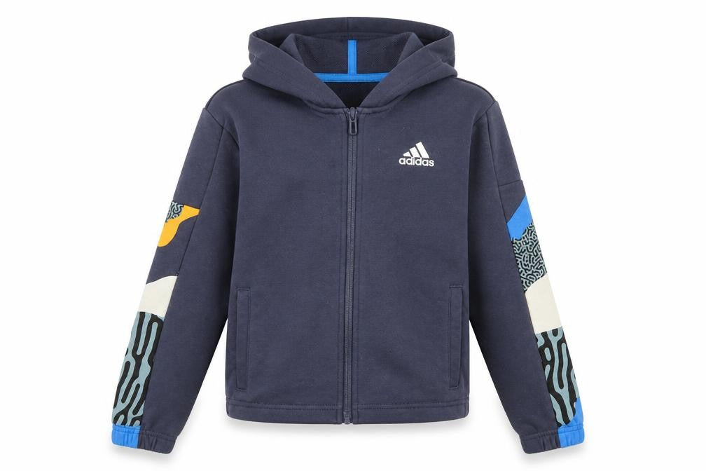 Adidas Girls Blue Full Zip Hoodie 9-10 Years Hooded Sports Top