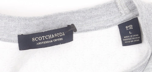 Scotch & Soda Men’s Grey Crew Neck Pullover Sweatshirt L Regular Fit