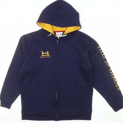 Help for Heroes Men's Blue Full Zip Hoodie Size L Hooded Sweatshirt