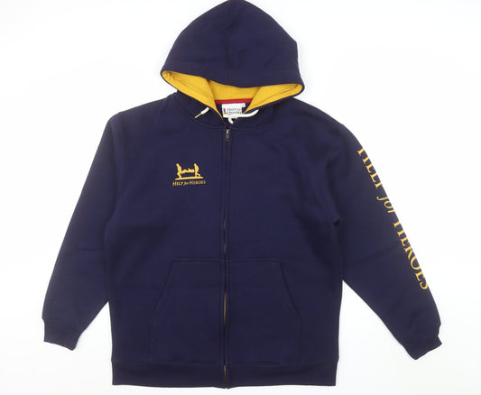 Help for Heroes Men's Blue Full Zip Hoodie Size L Hooded Sweatshirt