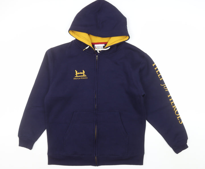 Help for Heroes Men's Blue Full Zip Hoodie Size L Hooded Sweatshirt