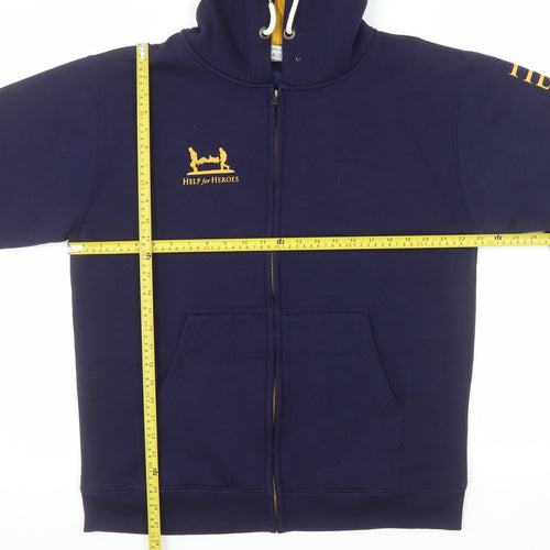 Help for Heroes Men's Blue Full Zip Hoodie Size L Hooded Sweatshirt