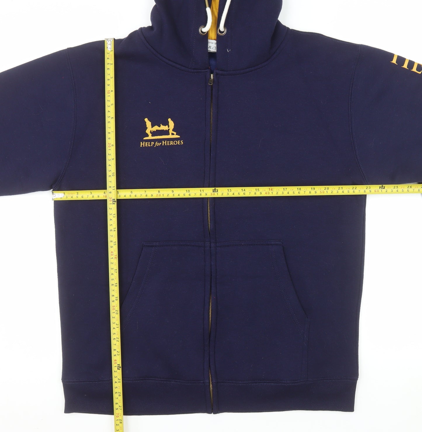 Help for Heroes Men's Blue Full Zip Hoodie Size L Hooded Sweatshirt