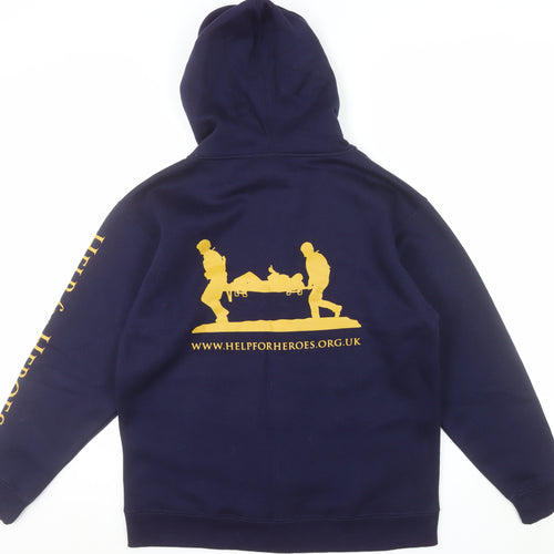 Help for Heroes Men's Blue Full Zip Hoodie Size L Hooded Sweatshirt