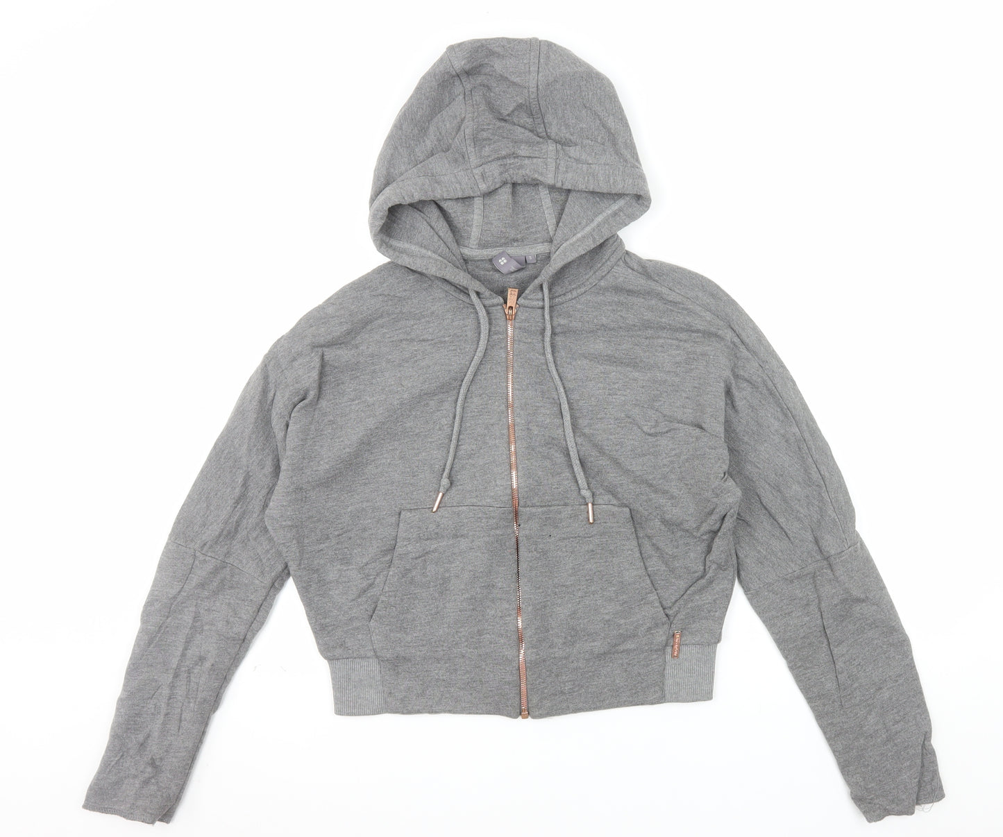 Sweaty Betty Womens Grey Full Zip Hoodie Size S Cropped Lined